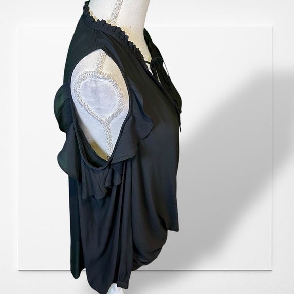 Maeve ‘Liesel Ruffled Cold Shoulder Blouse’ in Black Size Small - Picture 14 of 16